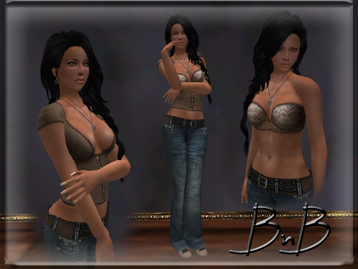 ::BnB:: Just for Fun~Tan mesh jean set with Lolas Tango appliers included