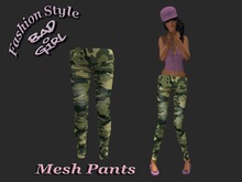 Bad Girl Rigged Mesh Pants Camouflage/Camo light green