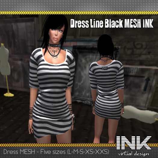 Vestido Roma - a rayas negras MESH