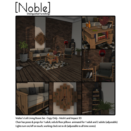 [Noble[ Walter's Loft Complete Living Room