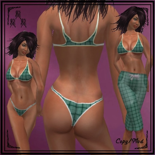 G Plaid Bikini with Surfer Shorts