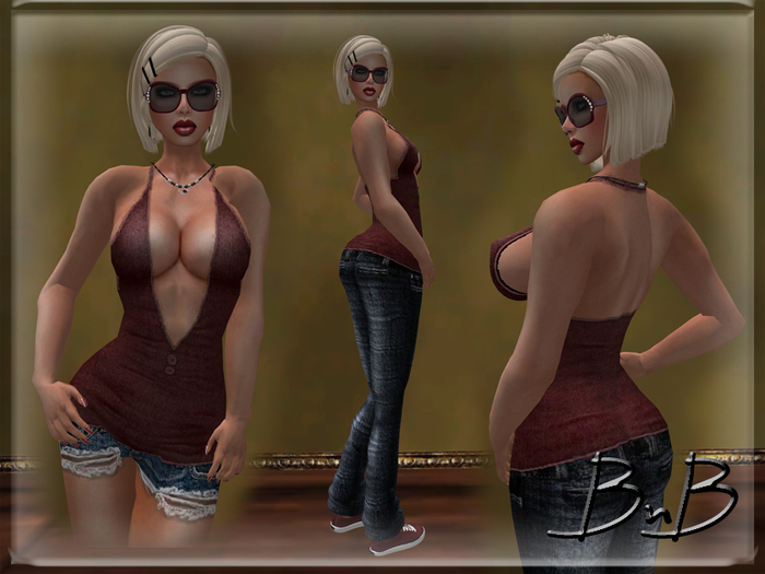 ::BnB:: Sweet Summer~maroon~TOP/JEANS/SHORTS set with Lolas Tango appliers included