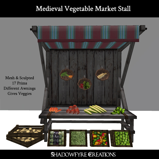 SC - Medieval Veggie Stand - 17 Prims