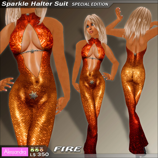 ALESSANDRA - Sparkle Halter Suit FIRE