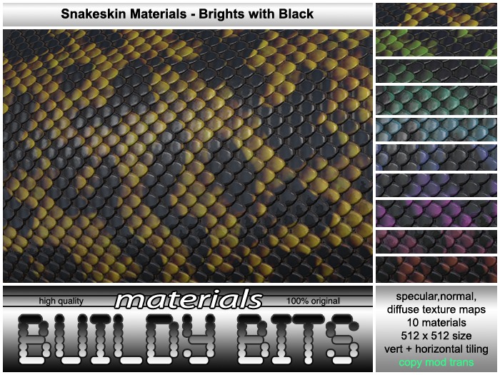 ~Buildy Bits~ MATERIALS Snakeskin Brights with Black 