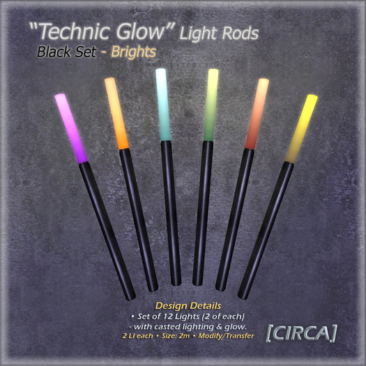[CIRCA] "Technic Glow" - Light Rods - Black Set (Brights) 