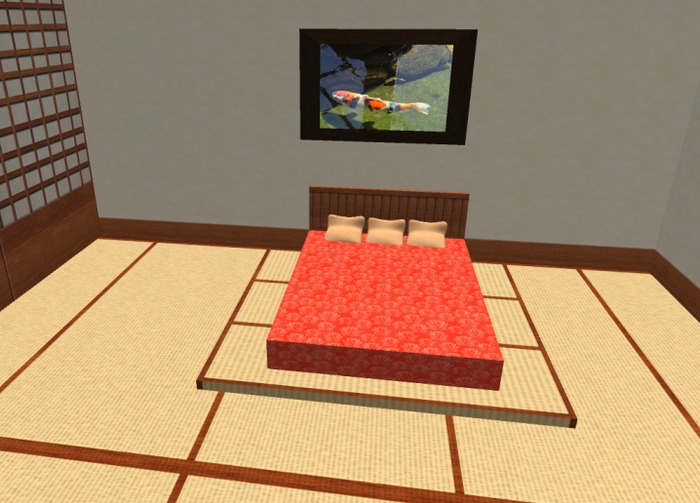 *Sakki's Asian Bed w pillow orange lotus