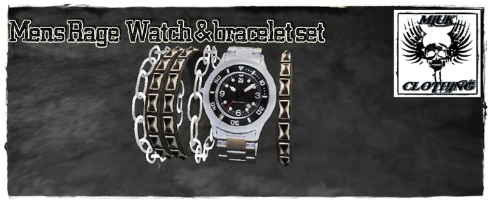 MIUK  -Rage!  Mesh_Men's Watch  & Bracelets  ReSizable(boxed)