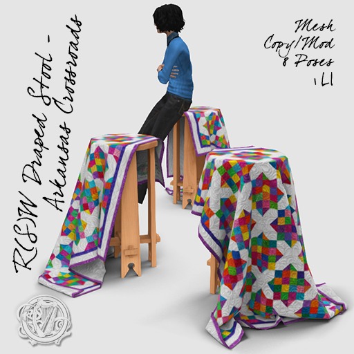 R(S)W Draped Stool - Arkansas Crossroads Quilt