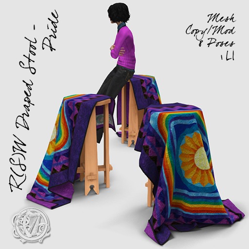 R(S)W Draped Stool - Pride Quilt