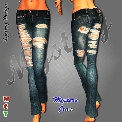 MYSTERY FEMALE JEAN RIPPED BLUE