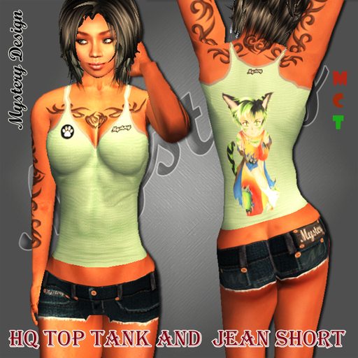 MYSTERY NEKO TANK AND SHORT GREEN