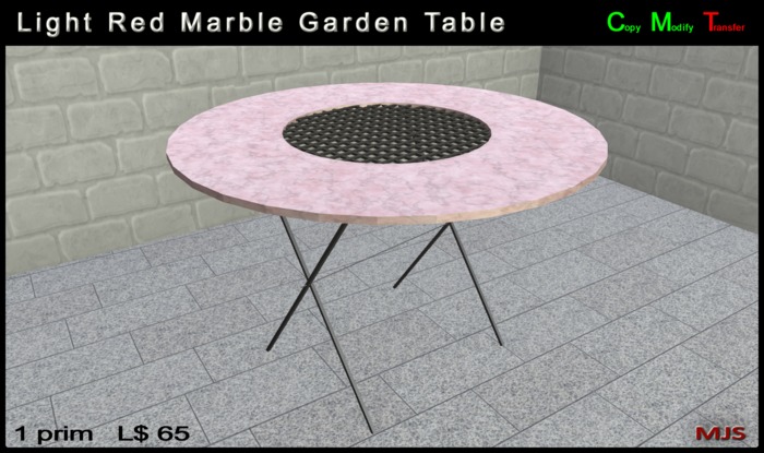 MJS - Light Red Marble Garden Table