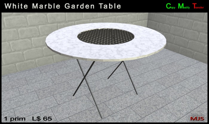 MJS - White Marble Garden Table