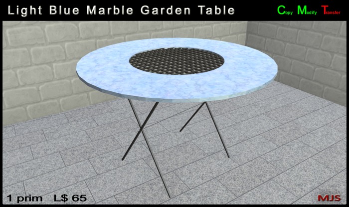MJS - Light Blue Marble Garden Table