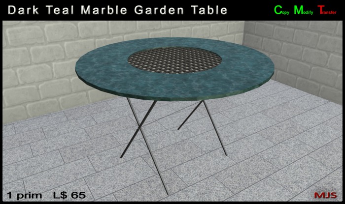 MJS - Dark Teal Marble Garden Table