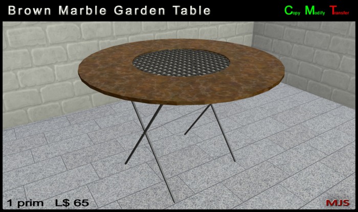 MJS - Brown Marble Garden Table