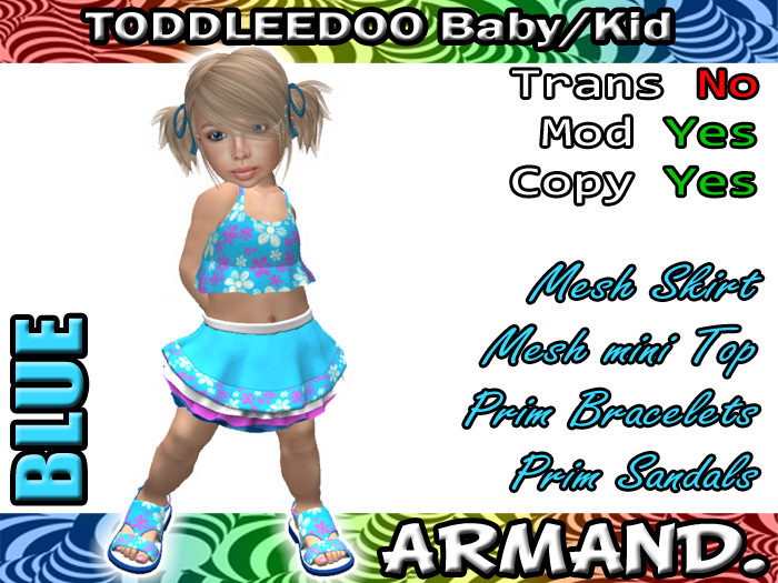 -- ARMAND-- SKIRT AND MINITOP - FLOWERS BLUE V2 (NEW SANDALS) 