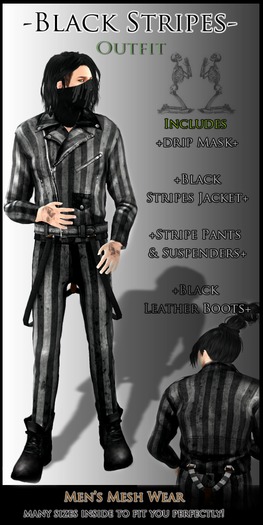 +REDRUM+ BLACK STRIPES - Mens Outfit