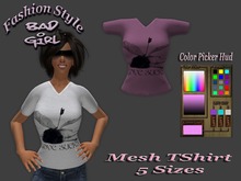 Bad Girl Mesh T-Shirt Love Sucks with Color Picker Hud