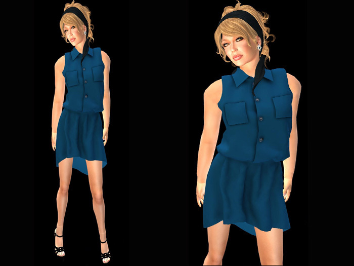 hem dress plain blue