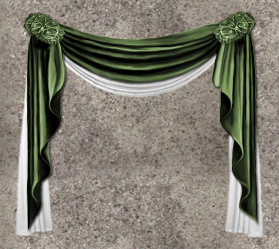 NB curtain drapes green 2/white