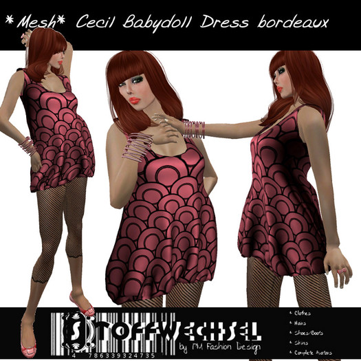 [Stoffwechsel] *Mesh* Cecil Baby Doll Dress bordeaux