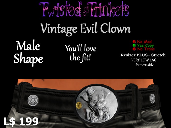 Vintage Evil Clown Belt (male)
