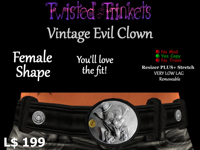 Vintage Evil Clown Belt (female)