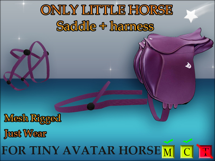 Purple Saddle Harness tiny avatar Horse *Mesh*