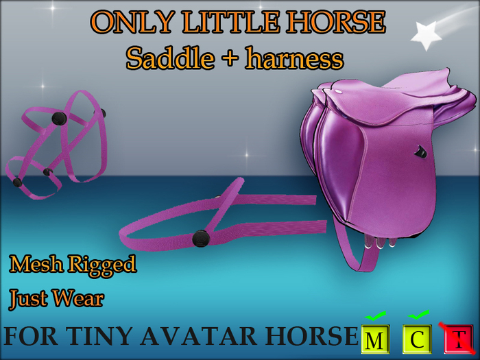 Pink Saddle Harness Avatar Tiny Horse *Mesh*