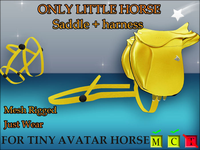 Yellow Saddle Harness For Avatar Tiny Horse