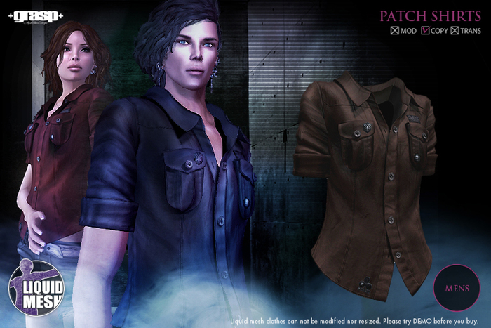 +grasp+/Patch shirts(LQ)/Brown/Mens