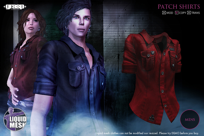 +grasp+/Patch shirts(LQ)/Red/Mens