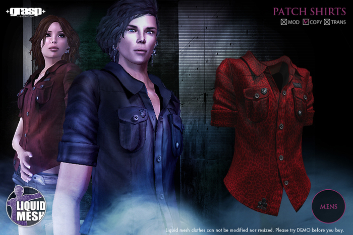 +grasp+/Patch shirts(LQ)/RedLeopard/Mens