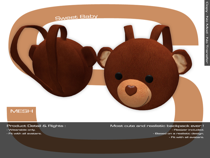 Sweet Baby - Backpack - Bear Head - Mesh