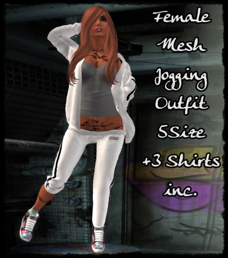 Mesh Female Jogging outfit  white