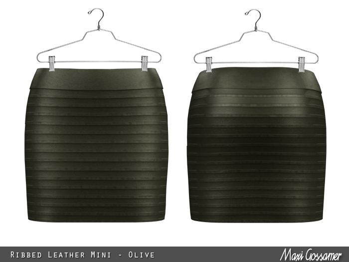 Mini Skirt - Ribbed Leather - Olive