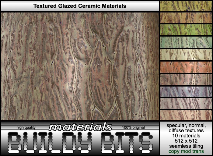 Second Life Marketplace Buildy Bits MATERIALS Textured Glazed