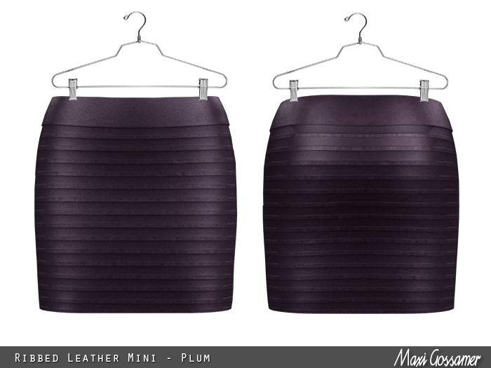Mini Skirt - Ribbed Leather - Plum