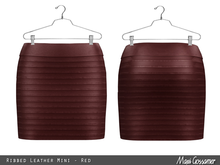 Mini Skirt - Ribbed Leather - Red