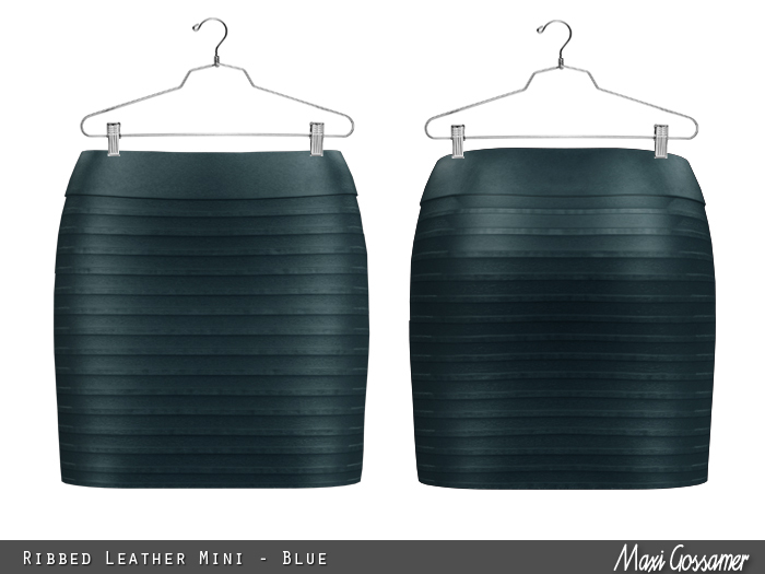 Mini Skirt - Ribbed Leather - Blue