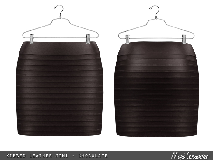 Mini Skirt - Ribbed Leather - Chocolate