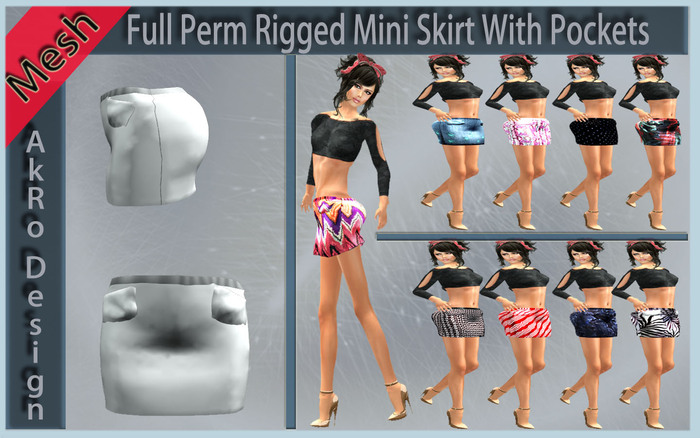MESH Full Perm mini skirt with pockets