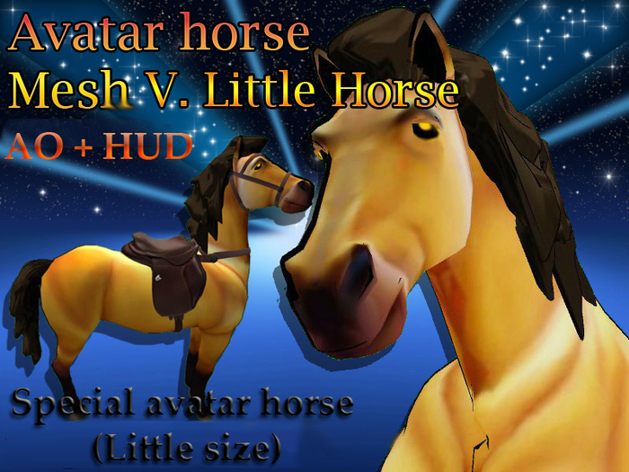 Tiny avatar horse yellow Mesh