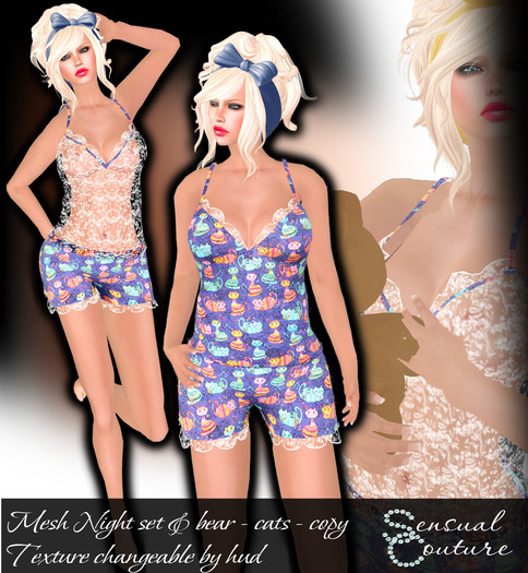 Mesh night set & bear  * cats *