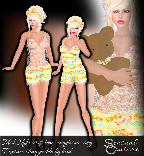 Mesh night set & bear  * sunglasses *
