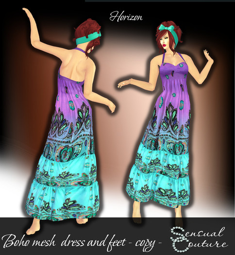 Mesh Boho long dress  * horizon *