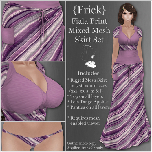 {Frick} Fiala Print Mixed Mesh Skirt Set