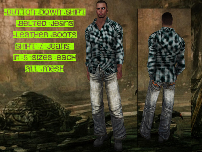 PS-ButtonDown BlkWht, Jeans & Boots MESH